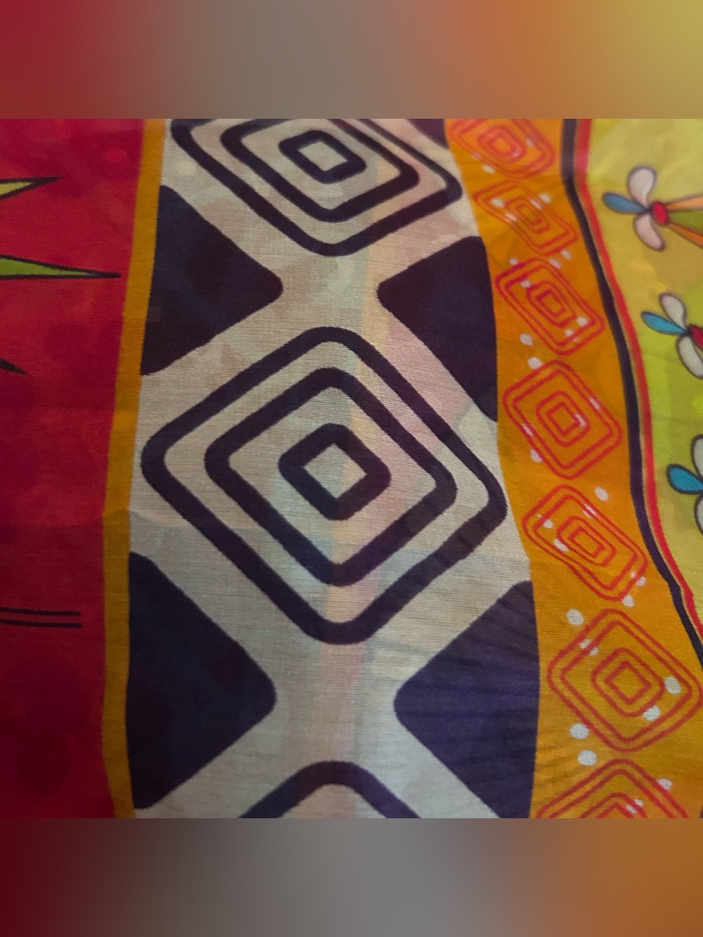 Handmade Large Bohemian Art Deco 100 Silk Scarf Boho Floral Wrap Shawl Patchwork - Picture 7 of 13